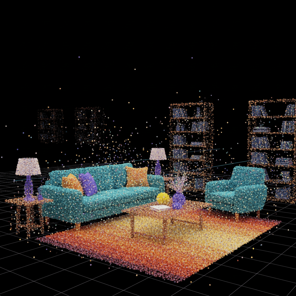 Gaussian Splatting 3D rendering visualization